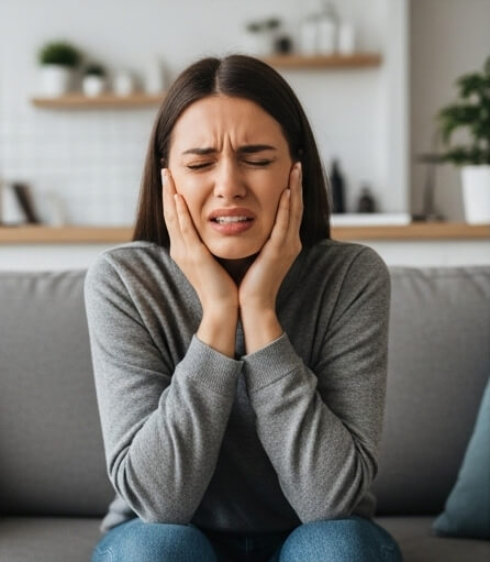 Women image in tooth pain - Emergency dentist Lincoln